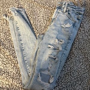 american eagle super high-rise ripped jegging jeans